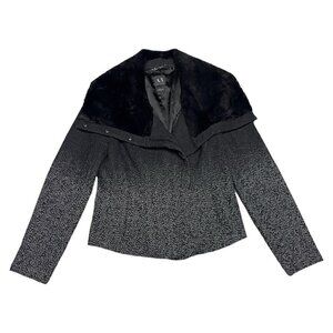 Armani Exchange Luxury Designer Wool Faux Fur Winter Fall Spring Jacket Womens L